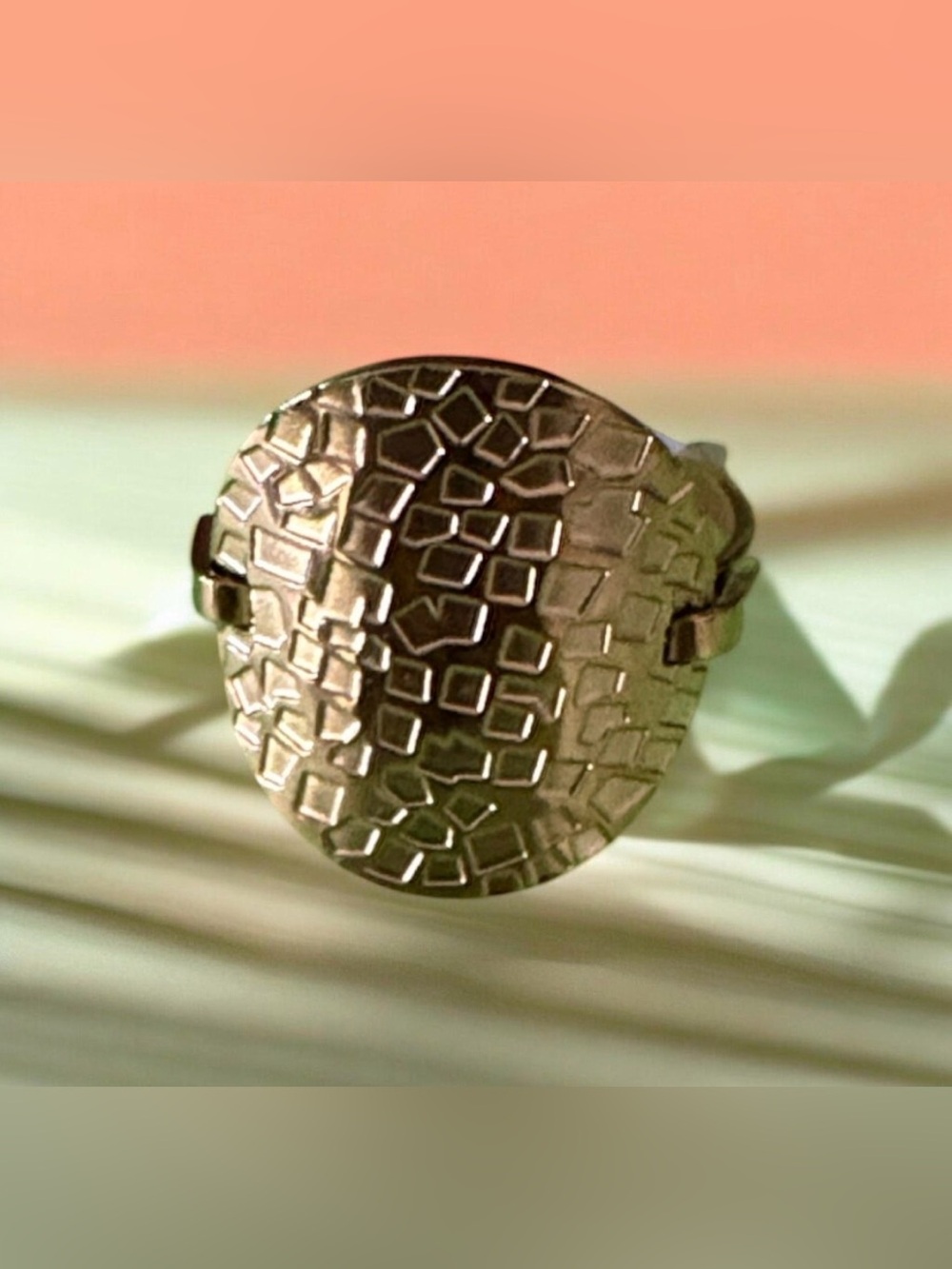 Plunder Gold Textured Geometric Ring Size 10